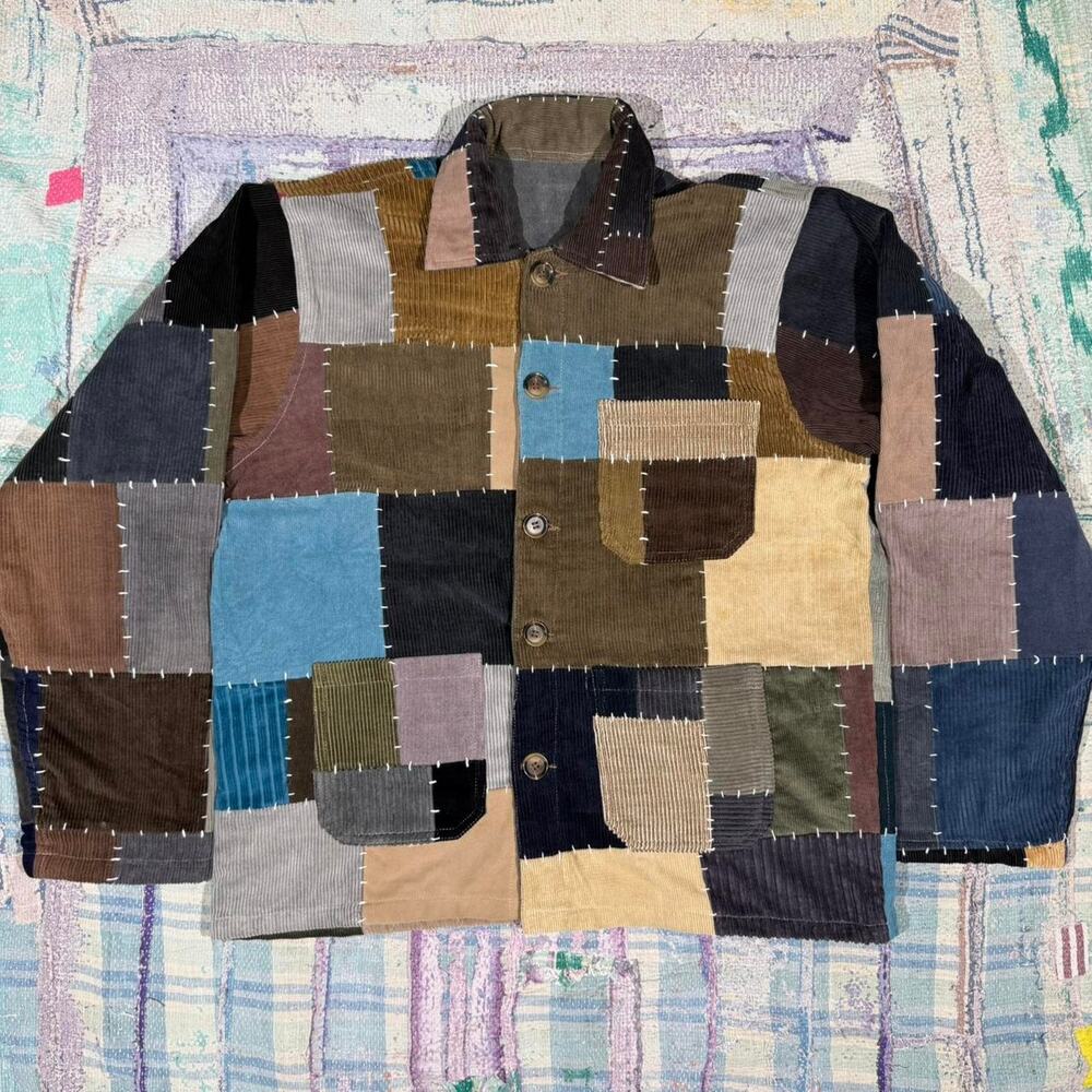 Custom patchwork corduroy jacket Small